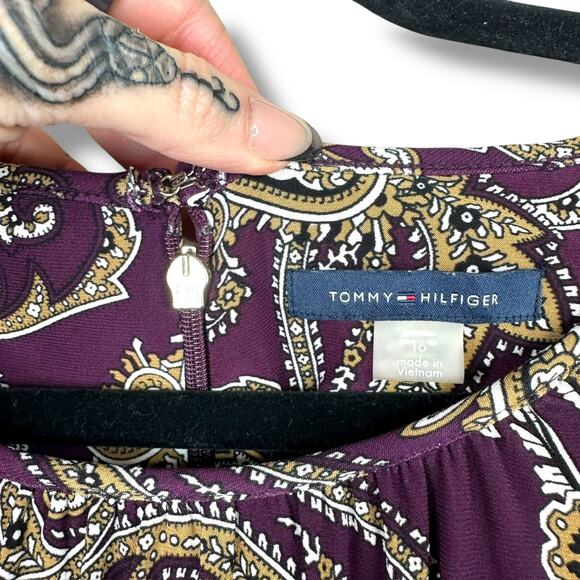 Tommy Hilfiger NWOT Plum Purple Paisley Print Pullover Long Sleeve Midi Dress - Picture 4 of 7